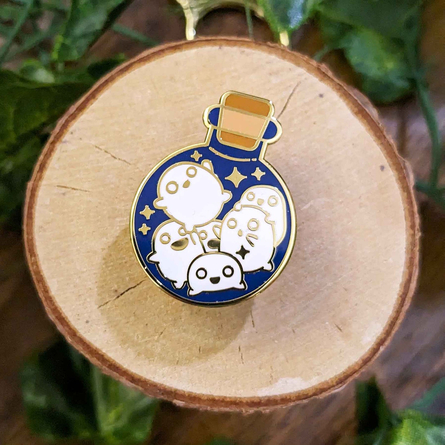 Happy Floating Ghost Souls Bottled Spirits Enamel Pin