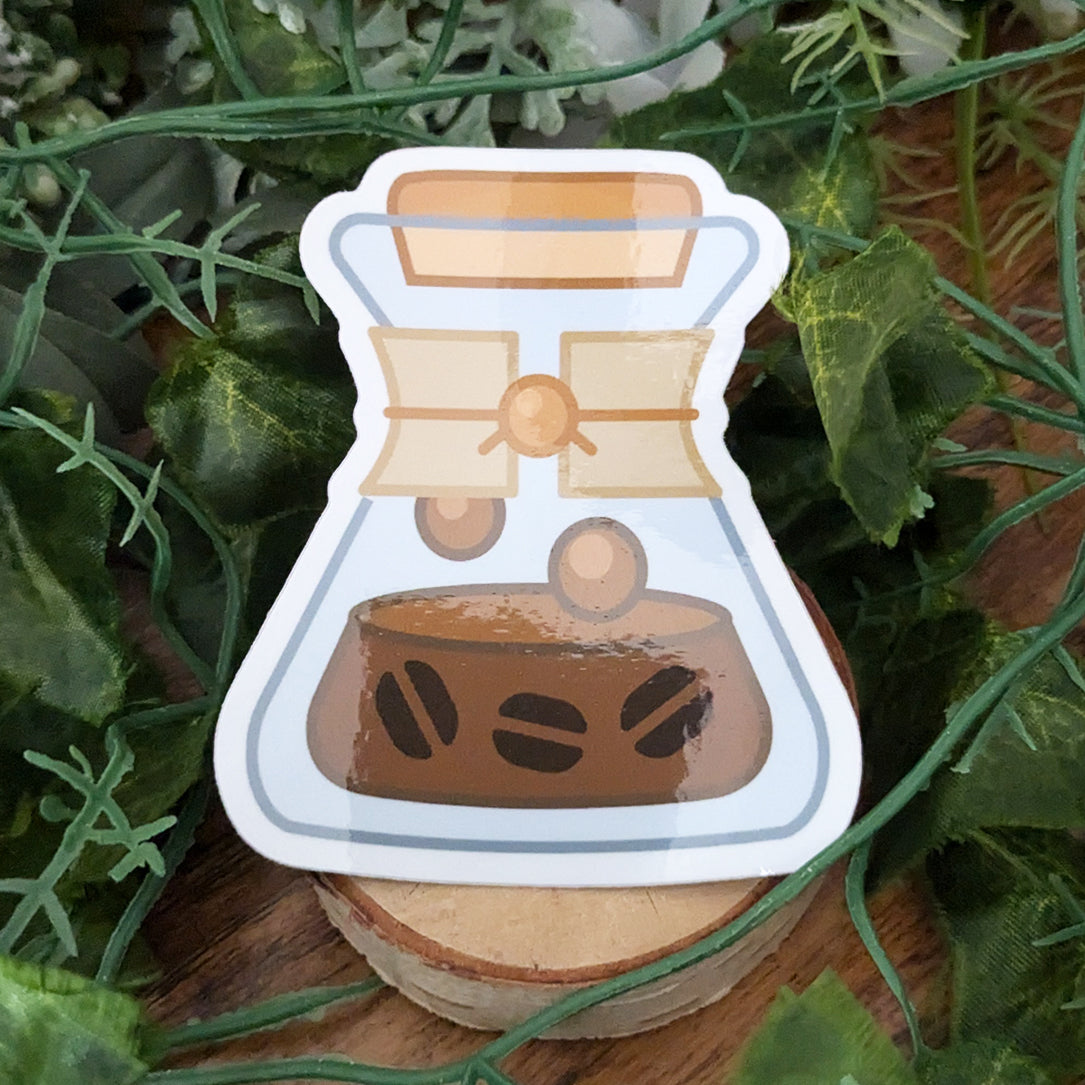 Brown Coffee Vitality Potion Glossy Vinyl Sticker