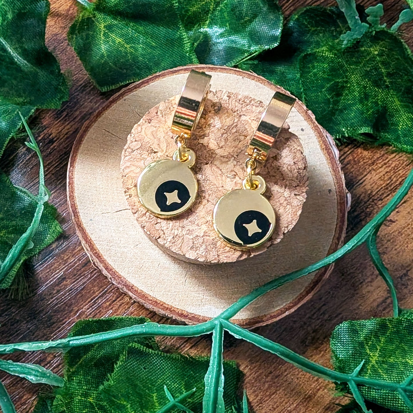 Sun Moon Charm Enamel Earring Stainless Steel Cuffs