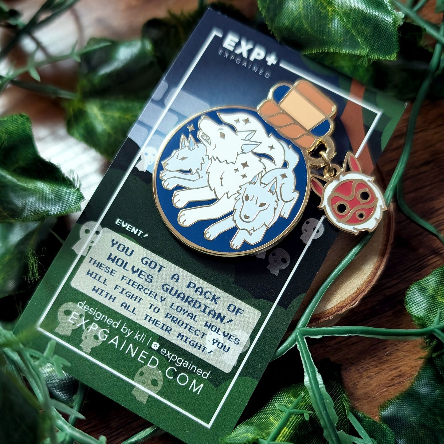Mother Wolf & Pups Bottled Guardian Enamel Pin