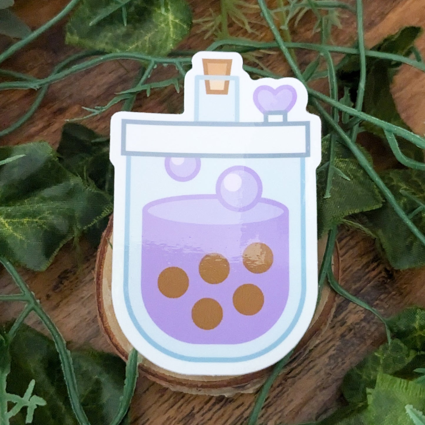 Purple Taro Boba Milk Tea Glossy Vinyl Sticker