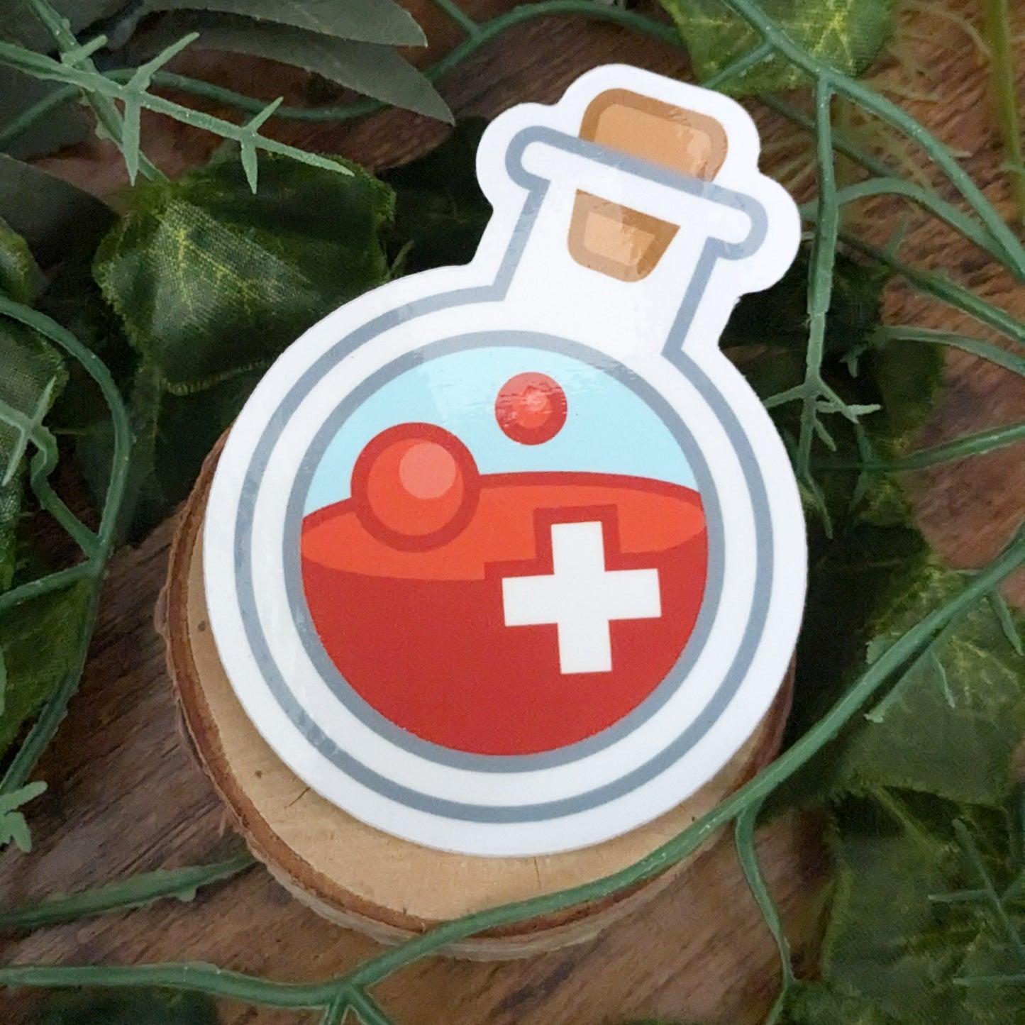 Red HP Health Potion Glossy Vinyl Sticker