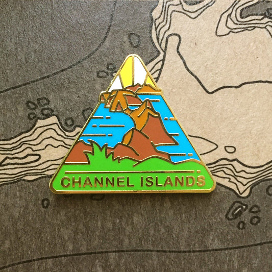 Triangle Channel Islands national park enamel pin featuring a view of Anacapa Island.