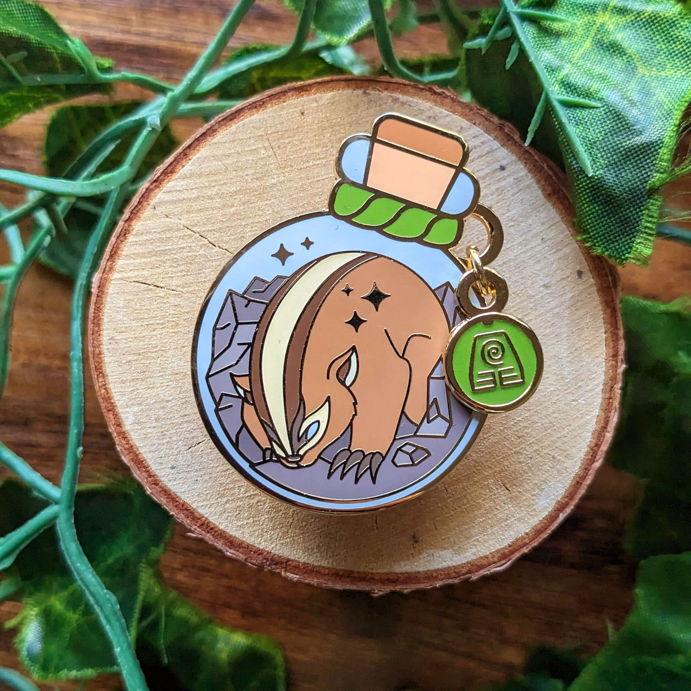 Elementol Pin Earth Badger Mole Elemental Guardian Enamel Pin - EXP Gained | ShopCo
