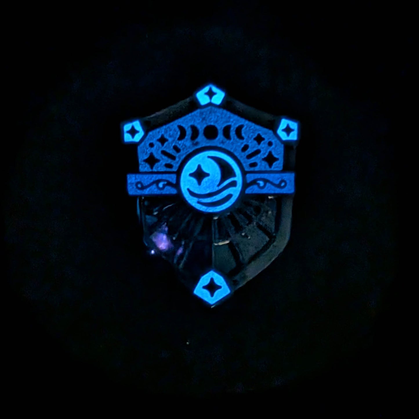 Moon Shield Glowing Blue in the Dark