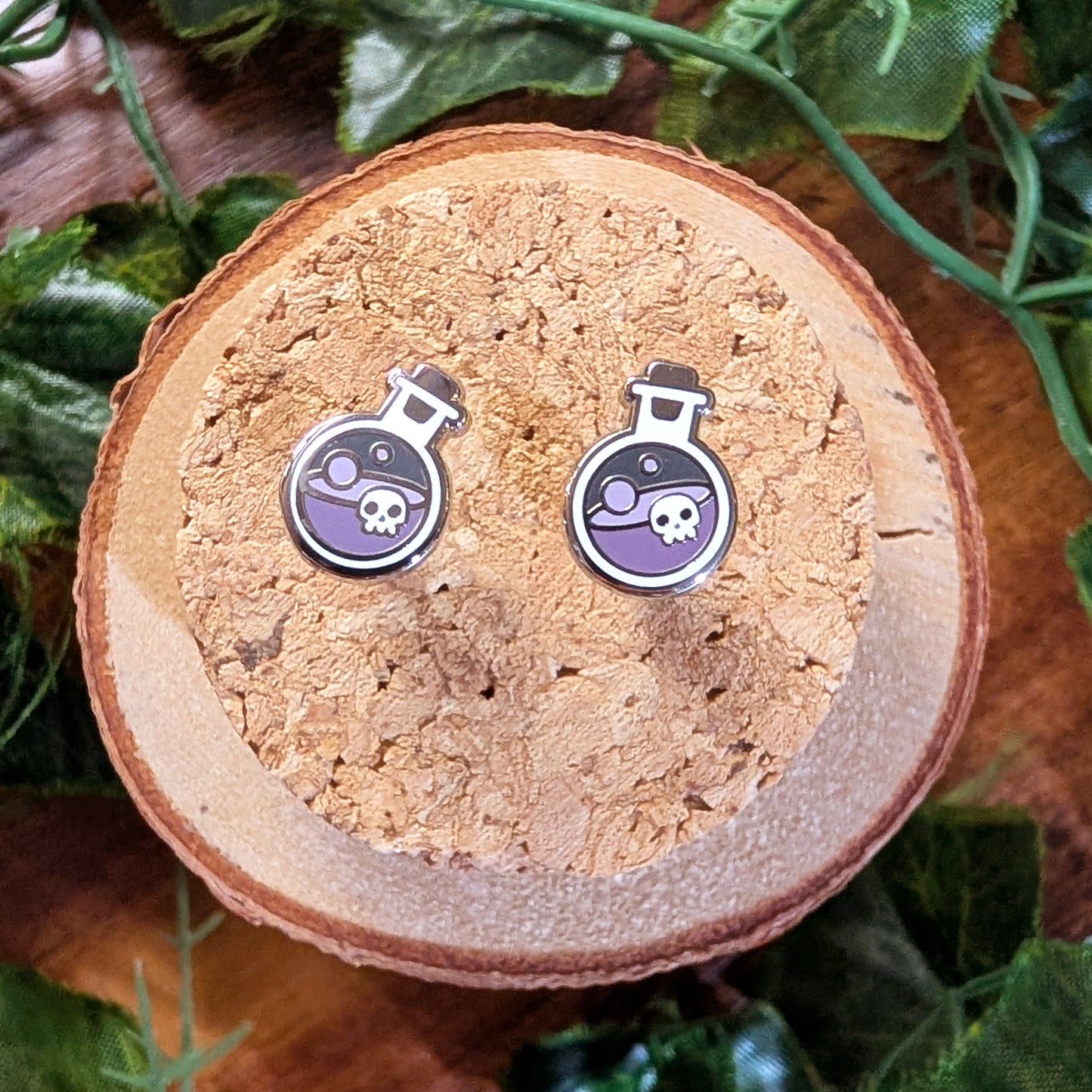 Purple Poison Potion Enamel Earring Stainless Steel Studs