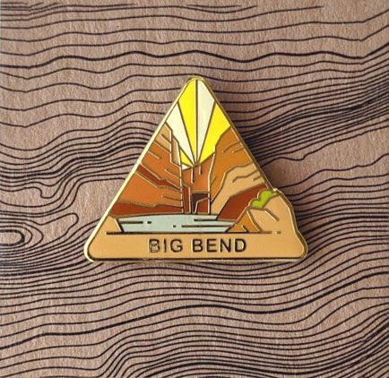 Triangle Big Bend national park enamel pin featuring a view of Santa Elena Canyon.