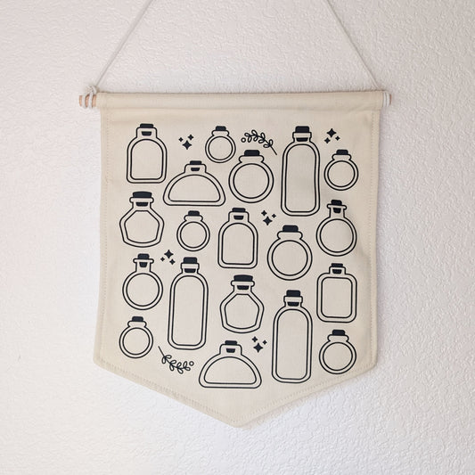 Empty Bottles Canvas Wall Banner for Enamel Pins Collection