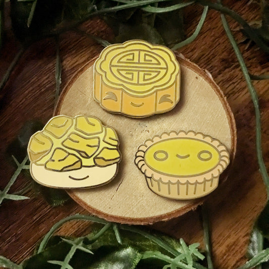 Chinese Dessert Magnets - Egg Tart, Mooncake, and Pineapple Bun