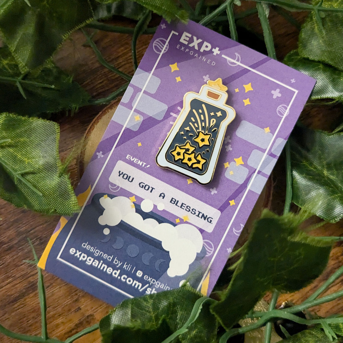 Falling Star Pin Falling Stars Blessing Potion Bottle Hard Enamel Pin - EXP Gained | ShopCo