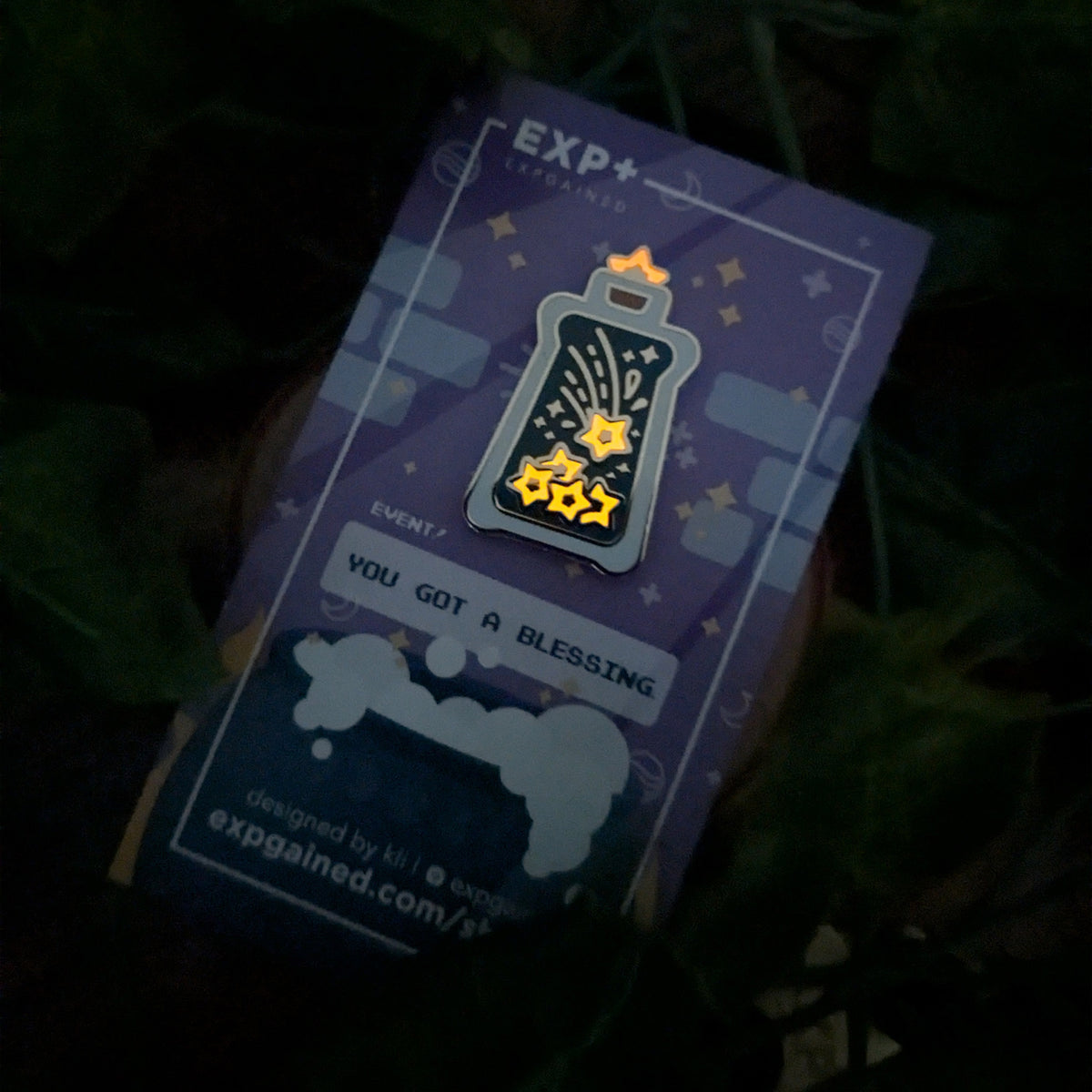 Falling Star Pin Falling Stars Blessing Potion Bottle Hard Enamel Pin - EXP Gained | ShopCo