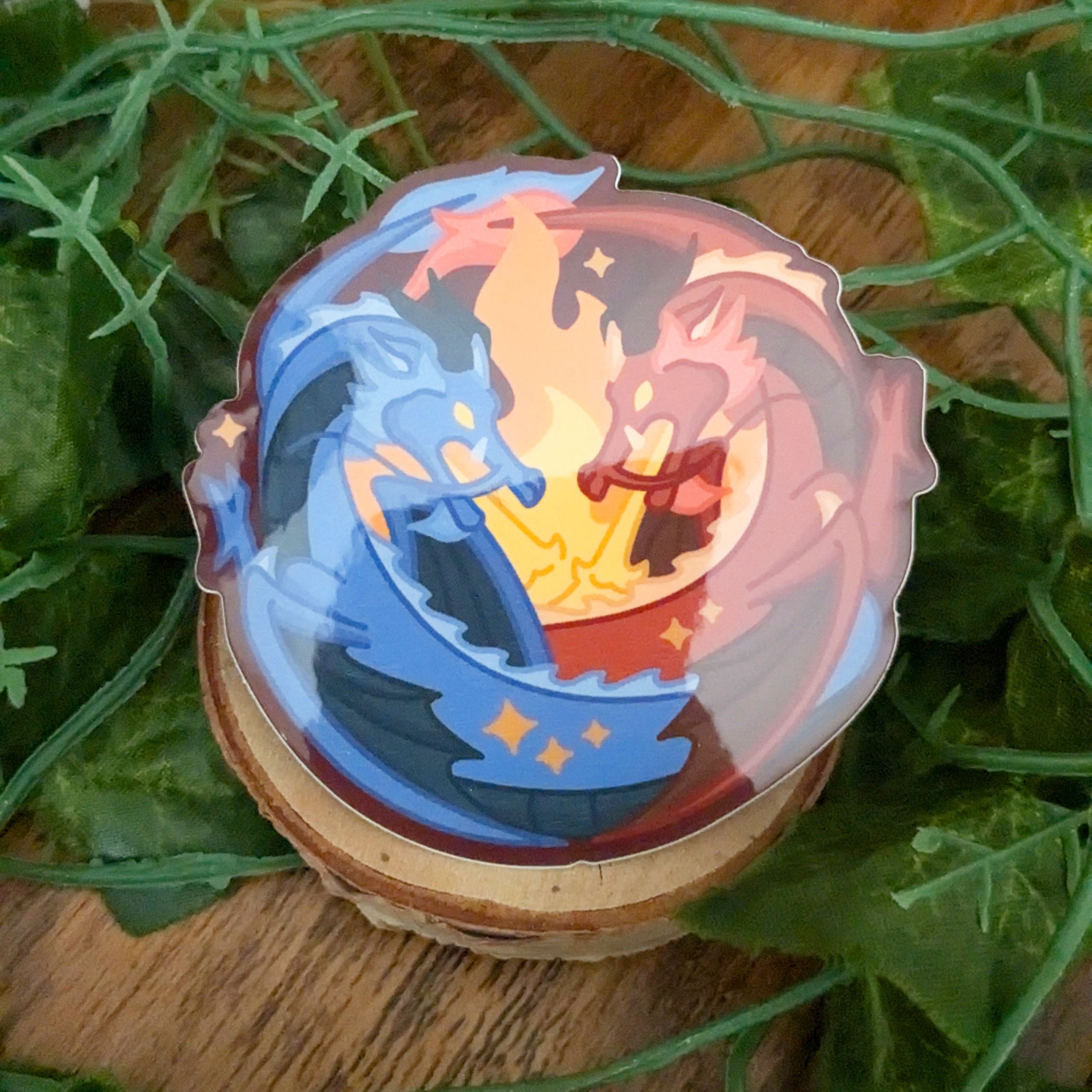 Red and Blue Dragons Fire Elemental Guardian Glossy Vinyl Sticker - EXP ...