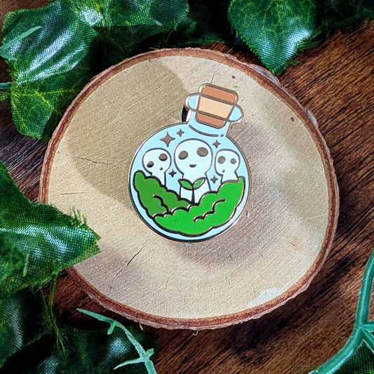 Forest Sprout Kodama Glowing Bottled Spirit Enamel Pin