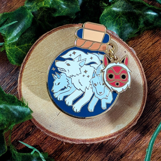 Mother Wolf & Pups Bottled Guardian Enamel Pin