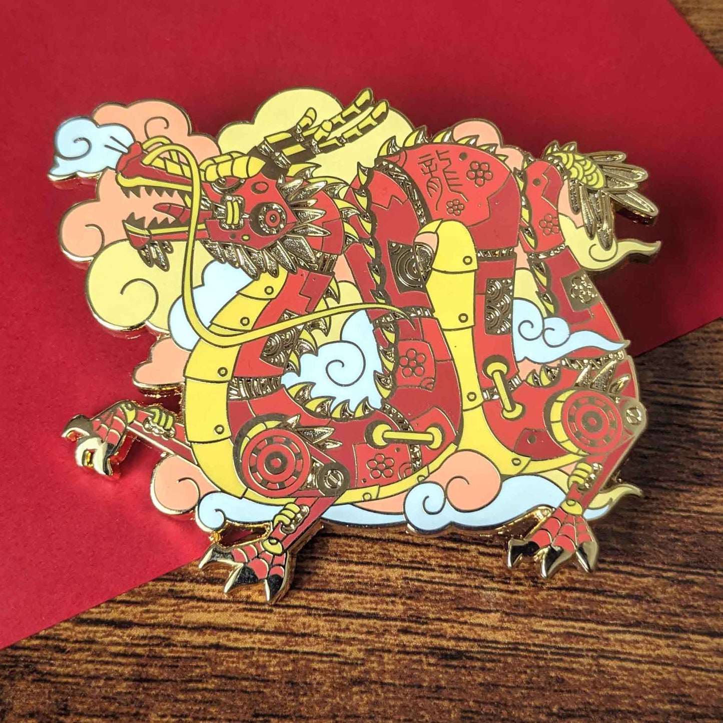 Big Mecha Chinese Dragon Enamel Pin