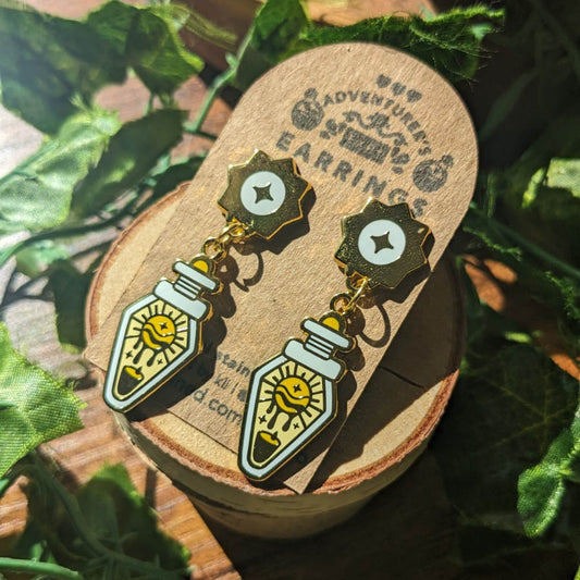 Hanging sun potion earrings with sun stainless steel studs